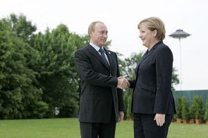 Russian President Vladimir Putin and German Chancellor Angela Merkel, June 6, 2007