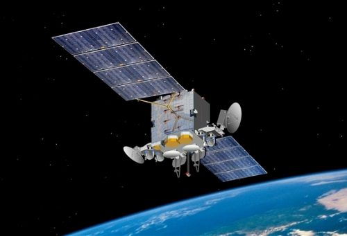 An artist's rendering of the Advanced Extremely High Frequency satellite