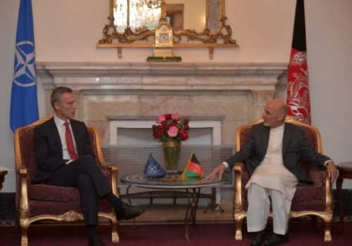 Secretary General Jens Stoltenberg and Afghan President Ashraf Ghani, Nov. 6, 2014