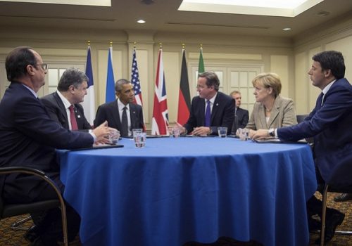 Leaders of Italy, Ukraine, USA, UK, Germany, and Italy at the NATO Summit in Wales, Sept. 9, 2014