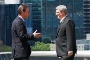 British Prime Minister David Cameron and Canadian Prime Minister Stephen Harper, Oct. 29, 2011