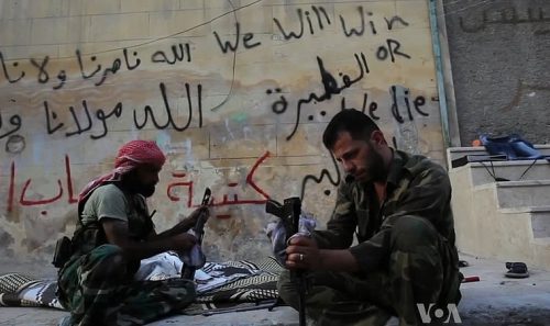 FSA rebels cleaning their AK47s, Oct. 19, 2012
