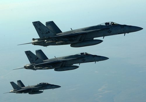 US Navy F-18s after conducting air strikes in Syria, Sept. 23, 2014