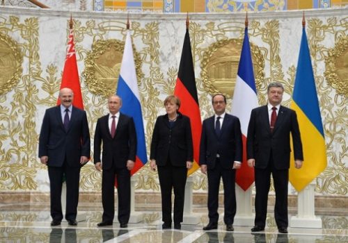 The leaders of Belarus, Russia, Germany, France, and Ukraine, Feb. 11, 2015