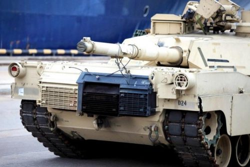 US tank arriving in Riga, March 10, 2015