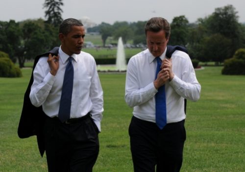 President Barack Obama and Prime Minister David Cameron, July 19, 2008
