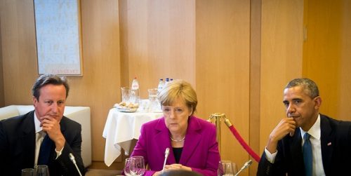 David Cameron, Angela Merkel, and Barack Obama, June 4, 2014