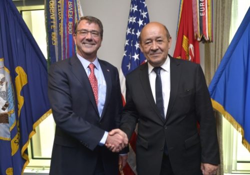 Secretary of Defense Ash Carter and French Defense Minister Jean-Yves Le Drian, July 6, 2015