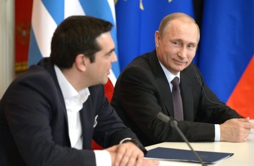 Greek Prime Minister Alexis Tsipras and Russian President Vladimir Putin, April 8, 2015