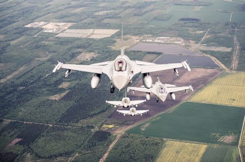 Norwegian and Italian figher jets participating in NATO's Baltic Air Policing mission, May 22, 2015