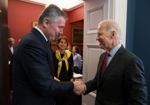 Vice President Joe Biden and Montenegrin Prime Minister Milo Djukanovic, April 8, 2014