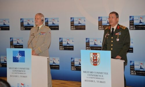 Gen. Petr Pavel, Chairman of NATO Military Committee and Gen. Hulusi Akar, Chief of the General Staff of Turkey, Sept. 12, 2015