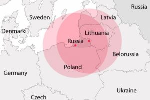 Range of Russia's Iskander missiles when deployed in Kaliningrad