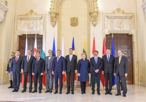 Leaders of nine NATO states meeting in Bucharest, Nov. 4, 2015