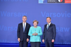 Secretary General Jens Stoltenberg, German Chancellor Angela Merkel, and Polish President Andrzej Duda, July 8, 2016 (photo: NATO)
