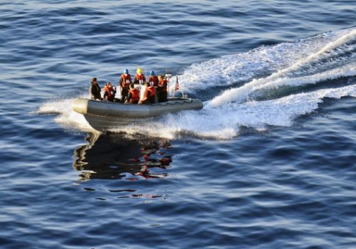 A rigid-hulled inflatable boat from Standing NATO Maritime Group 2 (SNMG2), Oct. 6, 2014 (photo: Specialist Amanda S. Kitchner/US Navy)