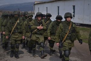 Russia's "little green men" at military base in Crimea, March 9, 2014