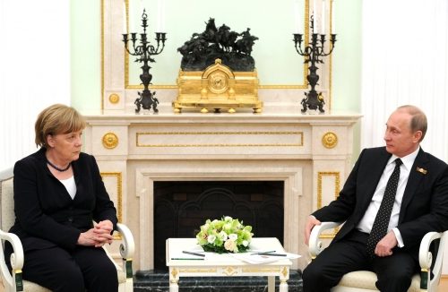 German Chancellor Angela Merkel and Russian President Vladimir Putin, May 10, 2015