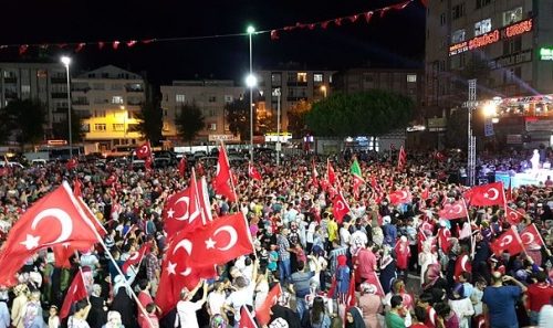 Civilians protesting coup attempt in Istanbul, July 19, 2016