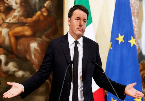 Italian Prime Minister Matteo Renzi at a press conference