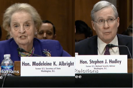 Albright and Hadley Testify Before US Senate Committee on Foreign Relations on the Road Ahead: US Interests, Values, and the American People