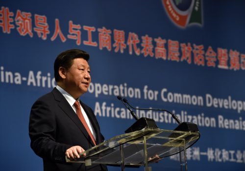President Xi Jinping of China addresses the Forum on China-Africa Cooperation (FOCAC) Business Summit, in Johannesburg, South Africa. Established in 2000, the Summit, which takes place every three years, facilitates large-scale investment deals between China and Africa. Photo credit: Republic of South Africa/Flickr.