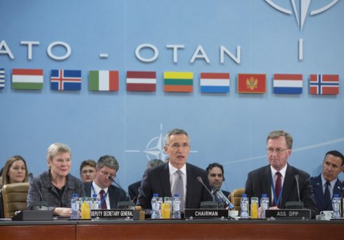 Secretary General Jens Stoltenberg at meeting of NATO defense ministers, Nov. 7, 2017
