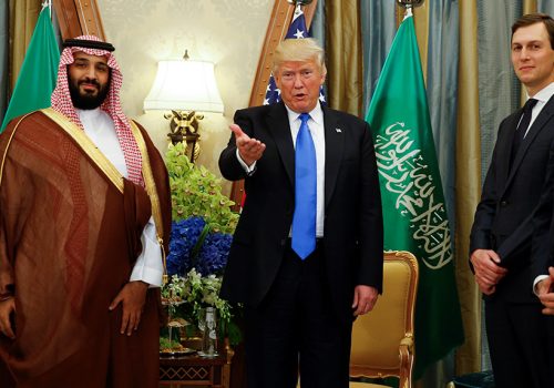 Saudi Crown Prince Mohammed bin Salman meets US President Donald J. Trump and Jared Kushner.