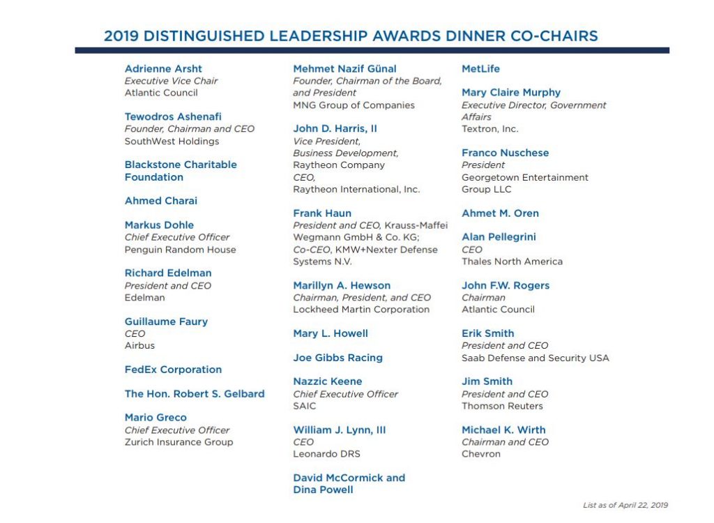 2019 Distinguished Leadership Awards Dinner Co-Chairs