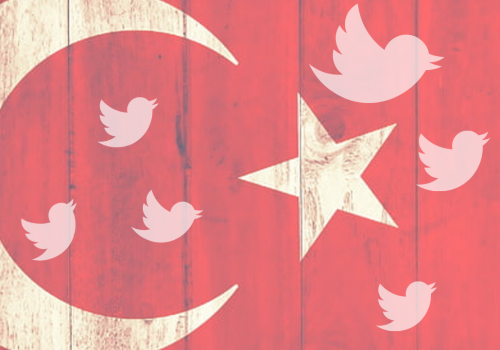Turkish flag with Twitter logo superimposed