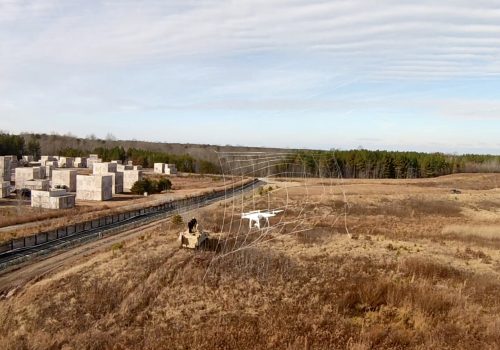 A net launched from a net-capture system just before catching its target, Quantico, Virginia (December 2018). Source: Red Six Solutions