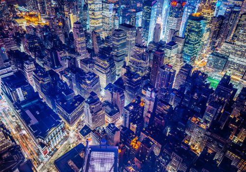 gtc new york city cityscape from above at night