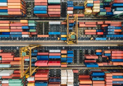 gtc overhead view of shipping containers and industry from above