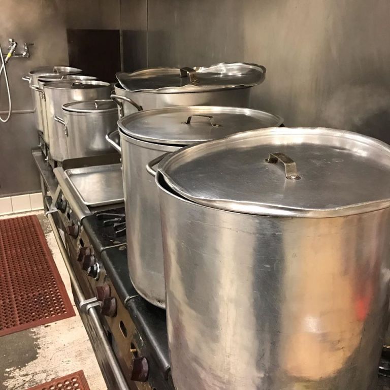 pots in a kitchen
