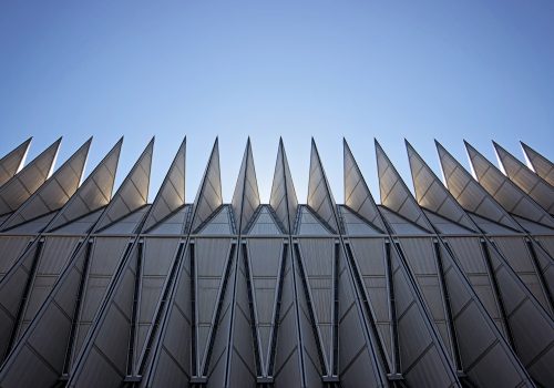 gtc patterned image of a building with the blue sky at the top