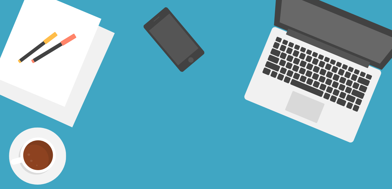 A top-down view of a workspace including coffee, papers bearing the State Department logo, a laptop, a smartphone, and highlighters