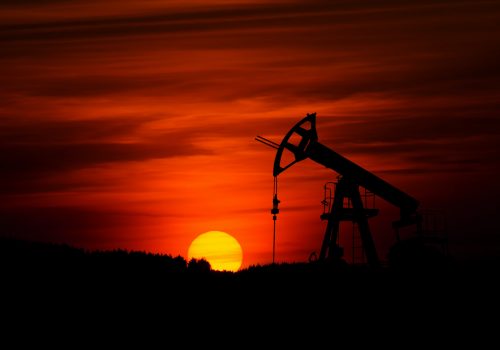 Oil pump at sunset