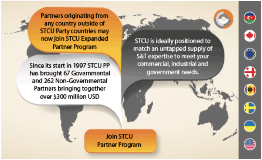 Screenshot of the STCU website indicating, in part, that he coordinated over US$300 million in research in his lifetime.  The website, however, does not specify the source of this funding.  (Source: CSTU/archives)