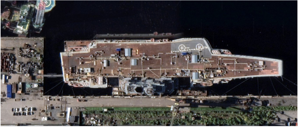 Screenshot of recent Google imagery of the Admiral Kuznetsov, which defence-ua.com claimed had only become available in high resolution recently. (Source: defence-ua.com)