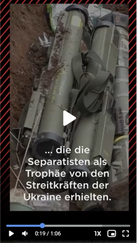 The screengrab of the falsified Bild video featuring two definitive articles “die” in a row (Source: MediaKiller/archive)