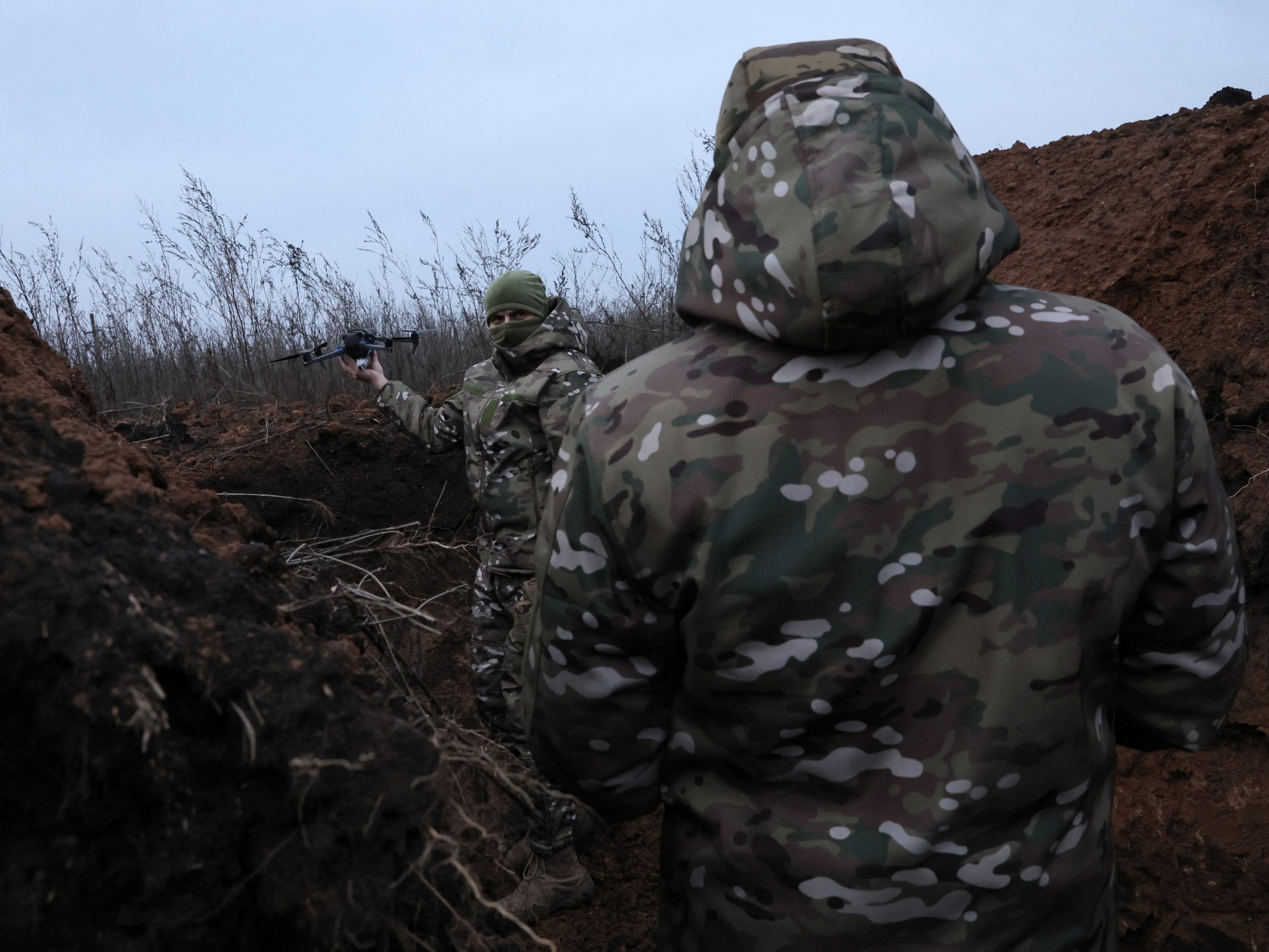 Military drone operators in eastern Ukraine