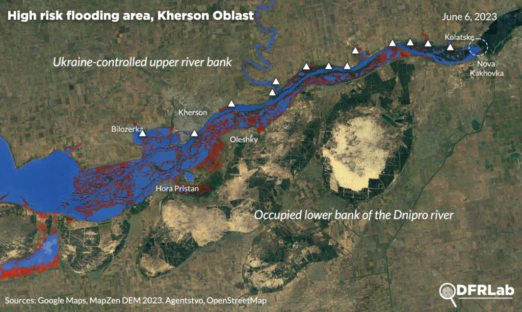 Russian War Report: Satellite imagery analysis captures flood threat after dam’s destruction