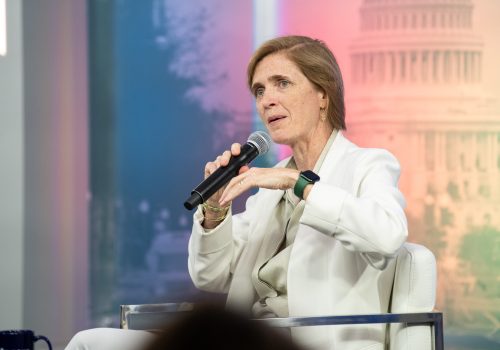 USAID Administrator Samantha Power speaks at an Atlantic Council Front Page event on June 28, 2023.