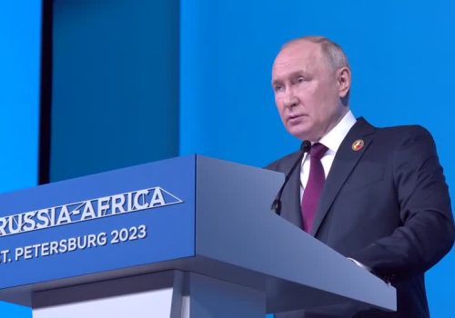 VIDEO SHOWS: RUSSIAN PRESIDENT VLADIMIR PUTIN SPEAKS AT RUSSIA-AFRICA FORUM AT ST. PETERSBURG, SAYING RUSSIA IS READY TO USE REGIONAL CURRENCIES FOR SETTLEMENTS WITH AFRICAN COUNTRIES