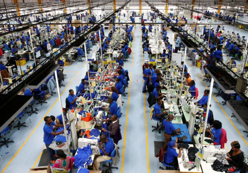 Kenyan workers prepare men's underwear at the Hela intimates export processing zone (EPZ) limited factory in Athi River, near Nairobi, Kenya, July 27, 2017. Picture taken July 27, 2017. REUTERS/Thomas Mukoya