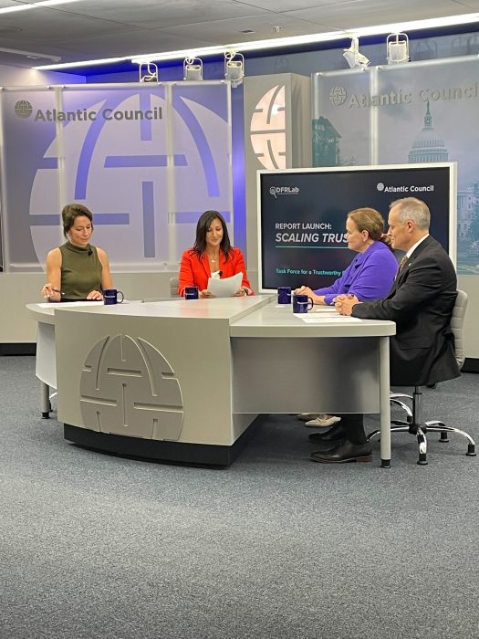 Second panel at the Washington, DC launch of Scaling Trust on the Web. The panel featured Rose Jackson, Lauren Buitta, Michèle Flournoy, and Michael Daniel.