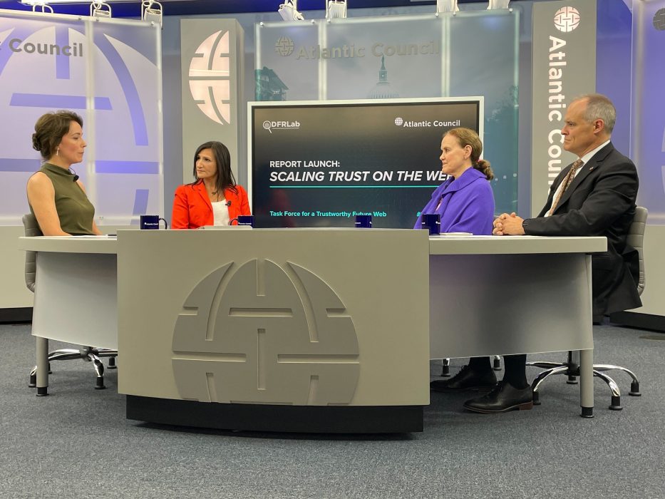 Second panel at the Washington, DC launch of Scaling Trust on the Web. The panel featured Rose Jackson, Lauren Buitta, Michèle Flournoy, and Michael Daniel.