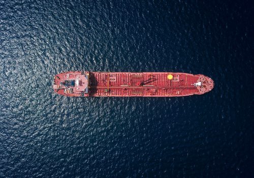 Aerial photograph of an oil tanker