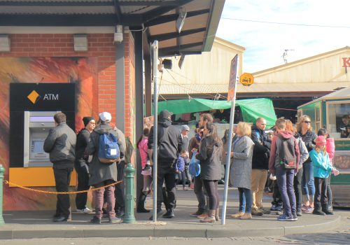 Cash machine ATM queue Melbourne Australia