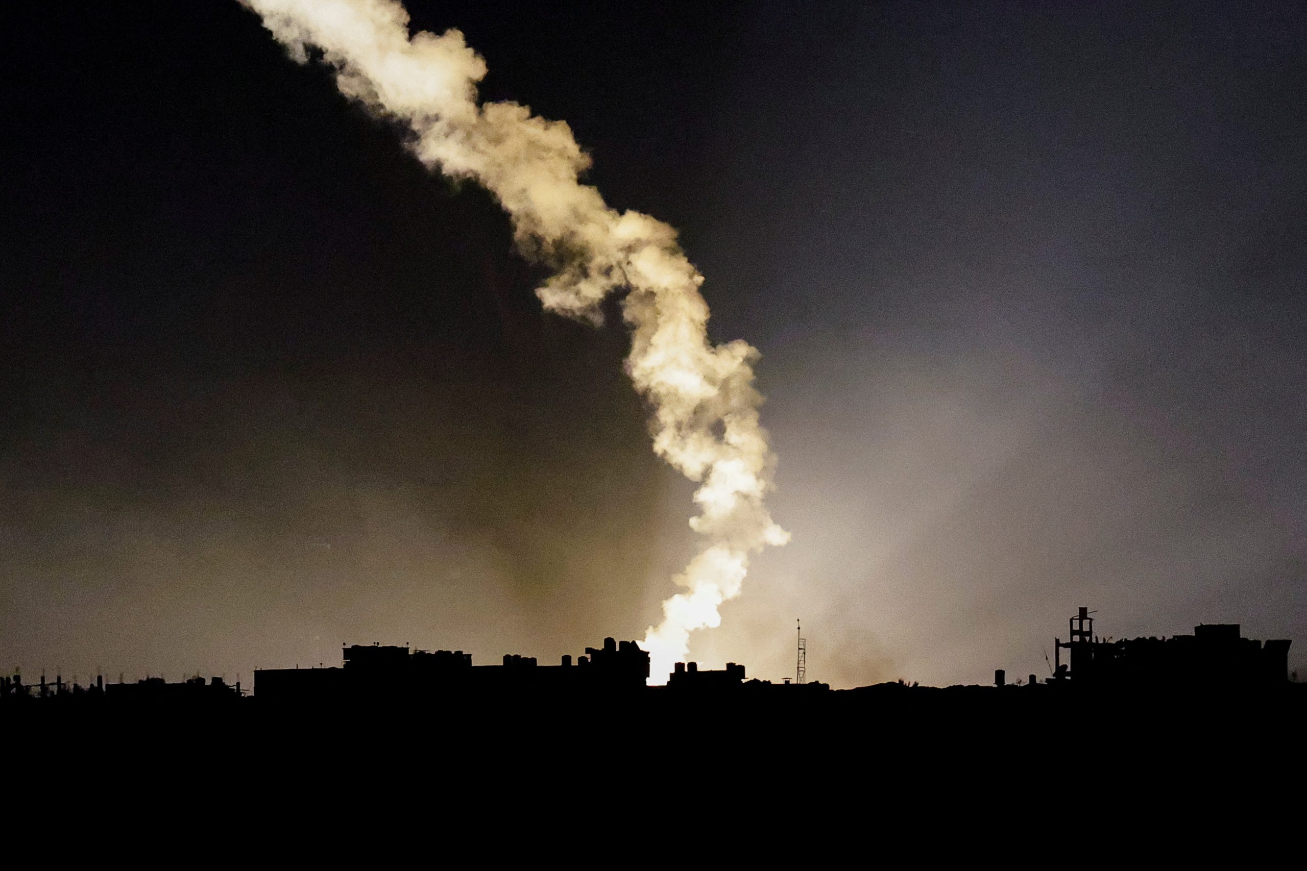 Bombing in Gaza seen from southern Israel